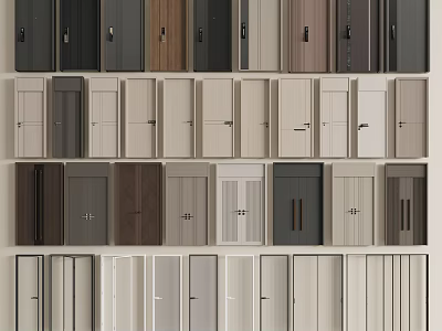 Various Hinged Doors in Different Colors Materials and Modern Design Styles 3d model