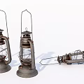 Vintage Candle Lanterns With Metal Frames And Glass Shades For Home Decor