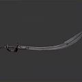 Shiny Metallic Scimitar Weapon With Curved Blade And Ornate Hilt On Dark Background