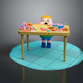 Interactive Commercial Equipment Children Play Table With Colorful Items And Blue Tiled Floor