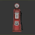 Vintage Red Route 66 Gas Pump With Classic Logo And Number Sign