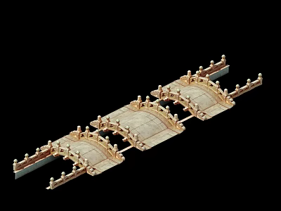 Ancient Golden Architectural Components With Arch Structures Symmetrical Design And Ornamental Details 3d model