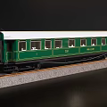 Classic Green And White Train Carriage With Multiple Windows On Rail Tracks