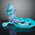 Vibrant Blue And Purple Mythical Creature With Horn Mane And Tail Sculpture