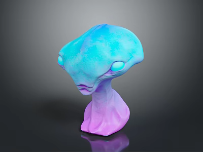 3D Rendered Game and Movie Alien Character With Blue Purple Gradient And Large Glowing Eyes 3d model