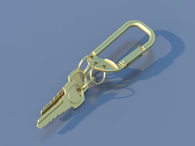 Stylish Golden Keychain With Attached Keys For Everyday Practical Use 3d model