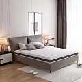 Comfortable Quilted White Mattress In Modern Bedroom With Gray Headboard And Nightstands