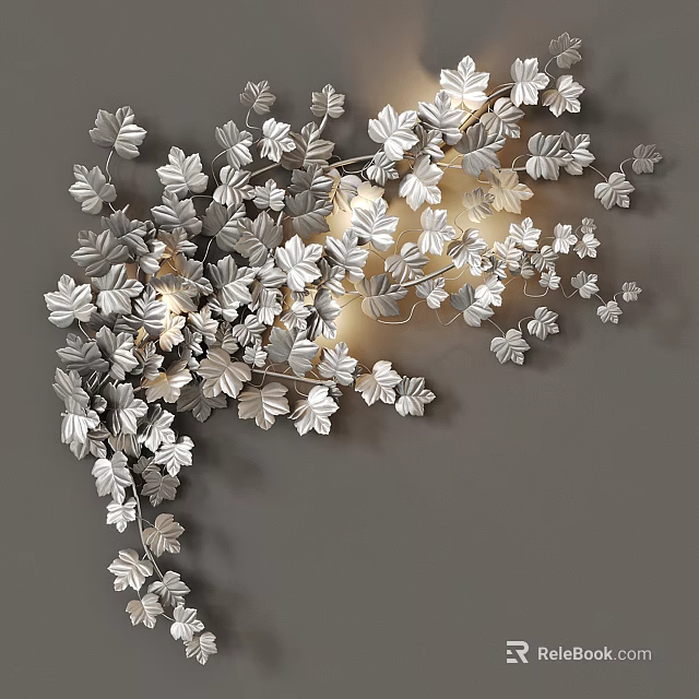 Silver Leaf Vine Shaped Wall Decor with Elegant Home Decoration Design 3d model