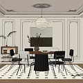 Elegant Modern Dining Room Interior With Round Pendant Light Dining Table And Chairs