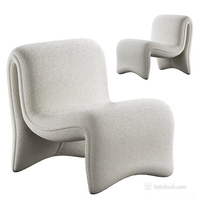 Modern Plush Fabric Accent Chair With Curved Design For Comfortable Seating 3d model 