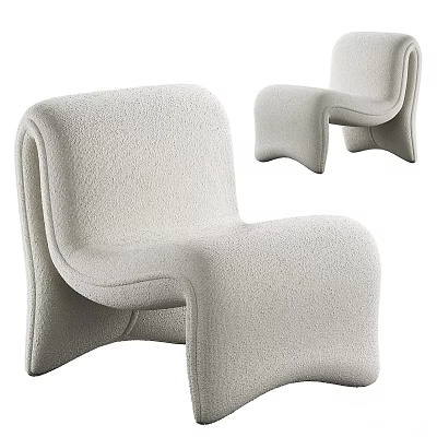 Modern Plush Fabric Accent Chair With Curved Design For Comfortable Seating 3d model
