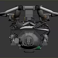 Detailed Industrial Mechanical Engine Part With Metal Pipes And Complex Structure