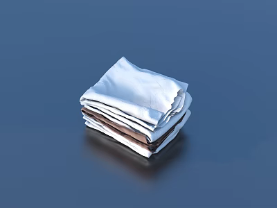 Neatly Folded Clothes In White And Brown Stacked On Dark Surface 3d model