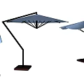Various Designs Blue Outdoor Patio Umbrellas with Sturdy Dark Base and Modern Structure