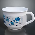 White Ceramic Mug With Blue Floral Patterns For Daily Living Essentials 3d model