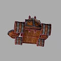 Medieval Style Weapon With Three Launchers Wooden Structure Barrels Metal Accents And Skull Emblem