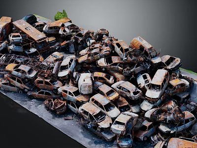 Pile of Abandoned Construction Components with Rusty Metal and Broken Parts 3d model