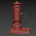 Vintage Water Pump Column With Rustic Texture And Base For Garden Decoration