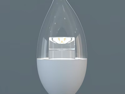 Modern Water Drop Shaped Transparent Lamp With White Base And LED Light 3d model