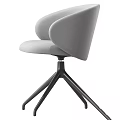 Modern Table and Chair Set Featuring Curved Backrest and Trident Base in Beige Black Gray