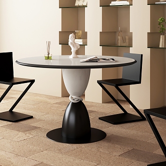 Cream Style Restaurant Dining Table and Chair Combination Jewelry Ornaments 3d model