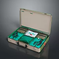 Open First Aid Kit Case With Gloves And Emergency Supplies First Aid Label Inside 3d model