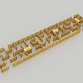 Golden 3D Maze Model With Intricate Paths And Detailed Structure Design