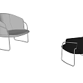 Modern Leisure Chair Featuring Beige White And Black Leather Upholstery With Metal Frame