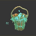 Wooden Barrel Water Barrel Old Wooden Barrel Water Barrel Pot Container Realistic 3d model