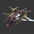 Detailed Sci Fi Fighter Jet Model With Blue Orange Accents And LED Lights