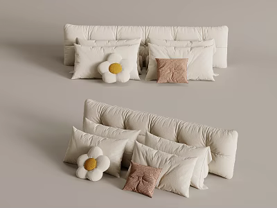 Comfortable Modern Throw Pillows with Flower Accent and Soft Fabric for Home Decor 3d model