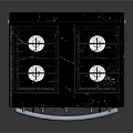 Black Kitchen Stove With Multiple Burners Control Panel And Oven Appliance