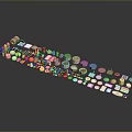 Various Colorful Food Items Arranged in a Row with Different Shapes and Sizes