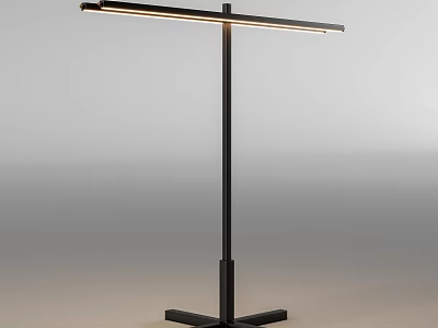 Modern Black Floor Lamp With Long Strip Light And Metal Cross Base Design 3d model