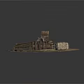 Rustic Daily Necessities Display On Hay With Wooden Box Barrel And Storage