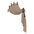 Beige Curtain With Black Tassels And Elegant Drape Design For Home Decor