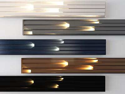 Modern Wall Decor with Striped Design Colorful Horizontal Panels and Integrated Lighting Effects 3d model