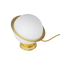 Modern Floor Lamp With White Spherical Shade And Golden Ring Decoration