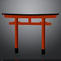 Traditional Japanese Red Torii Gate Wooden Structure With Black Top And Base