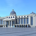 Grand Classical Office Building With Dome Large Windows Ornate Columns And Symmetrical Design