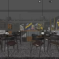 Modern Bar Interior With Warm Pendant Lighting Wooden Tables Leather Chairs And Neon Decor