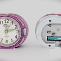 Purple Alarm Clock Disassembled Front Dial With Back Battery Compartment And Battery 3d model