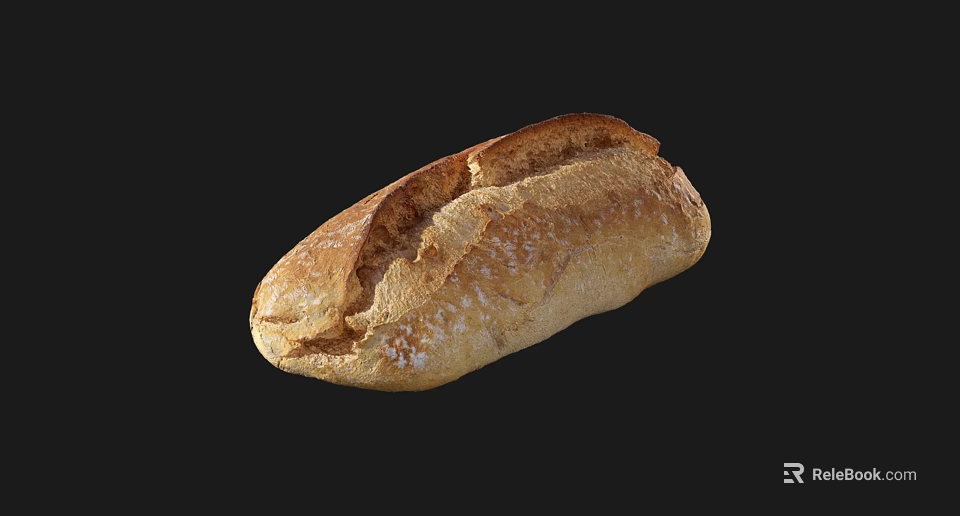 Freshly Baked Artisan Crusty Bread With Golden Brown Crust And Soft Interior 3d model 