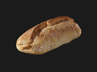Freshly Baked Artisan Crusty Bread With Golden Brown Crust And Soft Interior 3d model