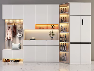 Modern White Wine Cabinet With Open Glass Door And Storage For Bottles 3d model
