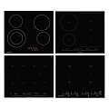 Various Induction Cooktop Designs Featuring Black Surfaces Heating Zones And Control Panels