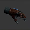 Futuristic Metallic Mechanical Arm With Red Blue Accents And Articulated Fingers