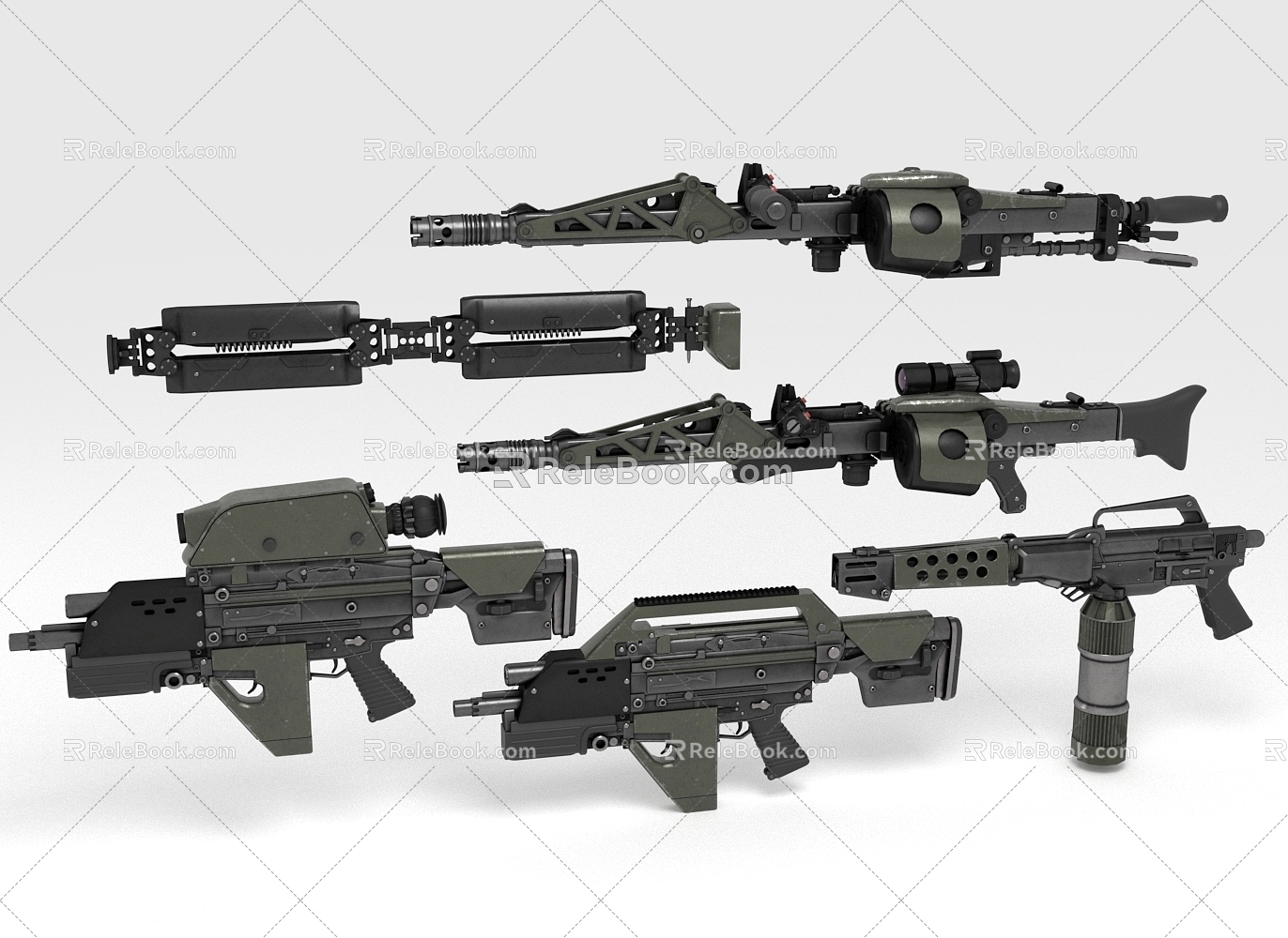 Guns, submachine guns, machine guns, long-range weapons model