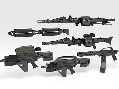 Guns, submachine guns, machine guns, long-range weapons model