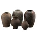 Ceramic Vases Collection With Various Shapes And Textured Earthy Surfaces 3d model
